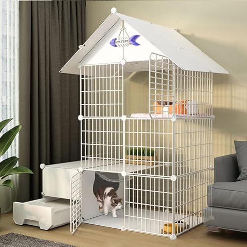 Katzenkäfig mit Katzentoilette, Katzenlaufstall, Katzenkäfig, Katzenkäfige für den Innenbereich, groß, mit Katzentoilette, Katzenkäfig, Outdoor-Training, Hof, Zaun, Käfig mit Tür und geschlo Katzenkäfig mit Katzentoilette, Katzenlaufstall, Katzenkäfig, Katzenkäfige für den Innenbereich, groß, mit Katzentoilette, Katzenkäfig, Outdoor-Training, Hof, Zaun, Käfig mit Tür und geschlo von CHEMYO