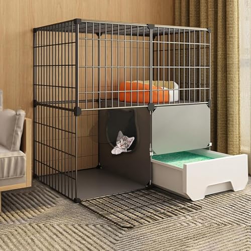 Katzenkäfig mit Katzentoilette, Katzenlaufstall – Katzenkäfig, DIY-Laufstall für Haustiere mit Tür und geschlossener Katzentoilette, luxuriöse, multifunktionale Katzenwohnung für kleine Hau Katzenkäfig mit Katzentoilette, Katzenlaufstall – Katzenkäfig, DIY-Laufstall für Haustiere mit Tür und geschlossener Katzentoilette, luxuriöse, multifunktionale Katzenwohnung für kleine Hau von CHEMYO
