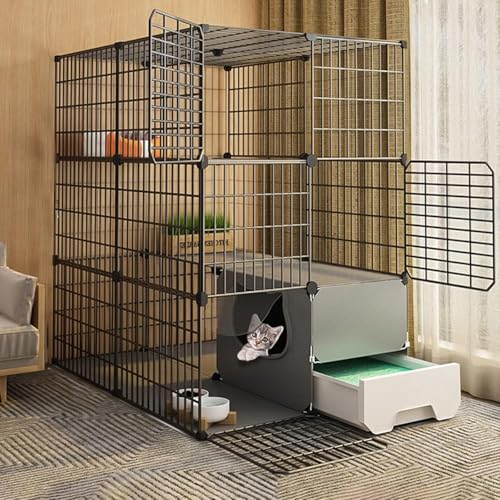 Katzenkäfig mit Katzentoilette, Katzenlaufstall – Katzenkäfig, DIY-Laufstall für Haustiere mit Tür und geschlossener Katzentoilette, luxuriöse, multifunktionale Katzenwohnung für kleine Hau Katzenkäfig mit Katzentoilette, Katzenlaufstall – Katzenkäfig, DIY-Laufstall für Haustiere mit Tür und geschlossener Katzentoilette, luxuriöse, multifunktionale Katzenwohnung für kleine Hau von CHEMYO