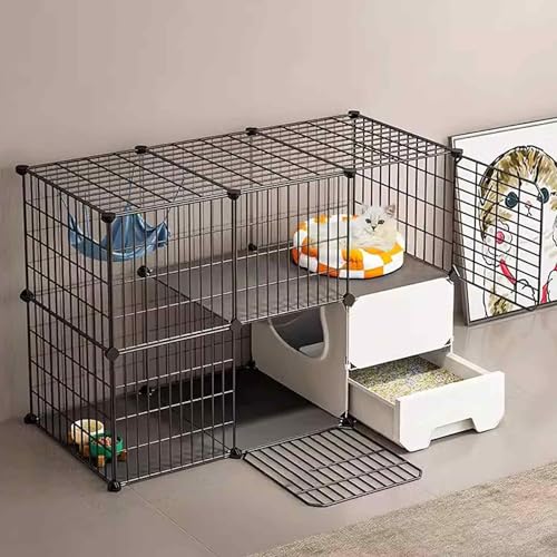 Katzenkäfig mit Katzentoilette, Katzenspielgehege für den Innenbereich, Katzenstreugehege, Metall und ABS-Kunststoff, geruchshemmend, leicht zu reinigen, einfach zu montieren Katzenkäfig mit Katzentoilette, Katzenspielgehege für den Innenbereich, Katzenstreugehege, Metall und ABS-Kunststoff, geruchshemmend, leicht zu reinigen, einfach zu montieren von CHEMYO