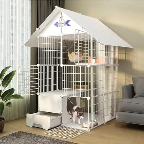 Katzenkäfige für Hauskatzen, DIY-Katzenkäfig mit Tür und geschlossener Katzentoilette, Haustier-Laufstall, Katzengehege, Faltbarer Zaun, Hofbarriere für den Innenbereich für kleine Haustiere Katzenkäfige für Hauskatzen, DIY-Katzenkäfig mit Tür und geschlossener Katzentoilette, Haustier-Laufstall, Katzengehege, Faltbarer Zaun, Hofbarriere für den Innenbereich für kleine Haustiere von CHEMYO