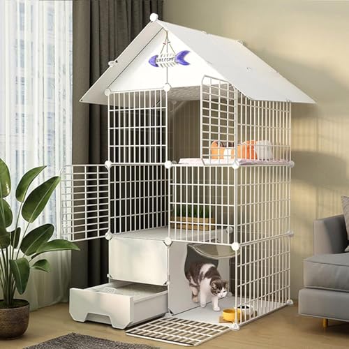 Katzenkäfige für Hauskatzen, DIY-Katzenkäfig mit Tür und geschlossener Katzentoilette, Haustier-Laufstall, Katzengehege, Faltbarer Zaun, Hofbarriere für den Innenbereich für kleine Haustiere Katzenkäfige für Hauskatzen, DIY-Katzenkäfig mit Tür und geschlossener Katzentoilette, Haustier-Laufstall, Katzengehege, Faltbarer Zaun, Hofbarriere für den Innenbereich für kleine Haustiere von CHEMYO