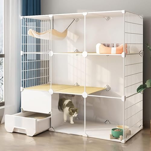 Katzenkäfige für Hauskatzen, Katzenkäfig, Katzengehege für den Innenbereich, Katzenkäfig mit Katzentoilette, abnehmbarer Kleintierkäfig aus Metall, DIY-Design, Kätzchen-Laufstall (Größe: 107 Katzenkäfige für Hauskatzen, Katzenkäfig, Katzengehege für den Innenbereich, Katzenkäfig mit Katzentoilette, abnehmbarer Kleintierkäfig aus Metall, DIY-Design, Kätzchen-Laufstall (Größe: 107 von CHEMYO