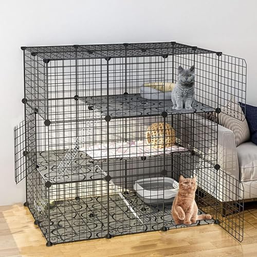Katzenkäfige für den Innenbereich, Katzengehege – DIY-Laufstall für Haustiere, Haustierkäfige für Katzen, Metallgehege mit Tür für kleine Haustiere, Kaninchen, Igel, Katzen, Meerschweinchen Katzenkäfige für den Innenbereich, Katzengehege – DIY-Laufstall für Haustiere, Haustierkäfige für Katzen, Metallgehege mit Tür für kleine Haustiere, Kaninchen, Igel, Katzen, Meerschweinchen von CHEMYO