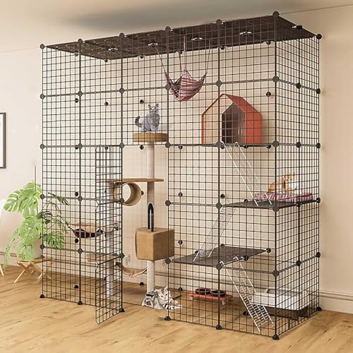 Katzenkäfige für den Innenbereich, Katzengehege zum Selbermachen, abnehmbarer Metalldraht-Kätzchenkäfig, Haustier-Katzenhütte mit Tür für Kätzchen, kleine Tiere, großer Übungsraum für 1–3 Ka Katzenkäfige für den Innenbereich, Katzengehege zum Selbermachen, abnehmbarer Metalldraht-Kätzchenkäfig, Haustier-Katzenhütte mit Tür für Kätzchen, kleine Tiere, großer Übungsraum für 1–3 Ka von CHEMYO
