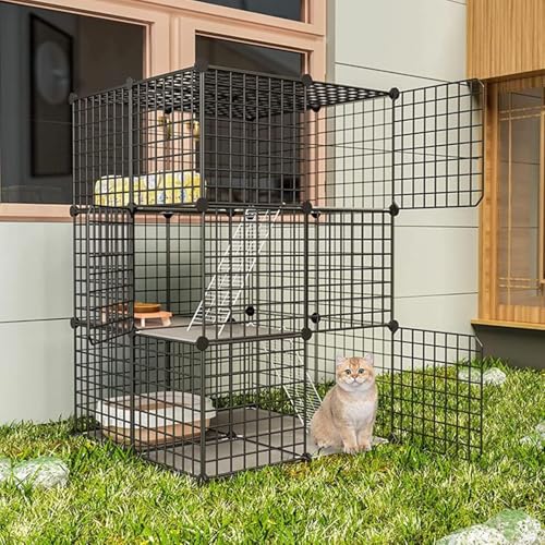 Katzenkäfige für den Innenbereich, Laufstall für Katzen, Haustier-Laufstall, abnehmbarer Laufstall mit 3 Türen, großer Übungsplatz, ideal für 1–2 Katzen, Schwarz Katzenkäfige für den Innenbereich, Laufstall für Katzen, Haustier-Laufstall, abnehmbarer Laufstall mit 3 Türen, großer Übungsplatz, ideal für 1–2 Katzen, Schwarz von CHEMYO