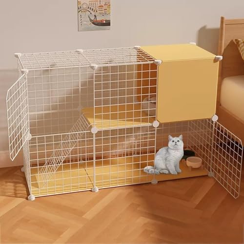 Katzenkäfige für den Innenbereich, groß, DIY-Katzenlaufstall für Kleintiere, Katzenkäfige für Hauskatzen, mit Katzennest + Katzenhängematte + Katzentoilette + Katzennapf, Haustierhaus-Zaun f Katzenkäfige für den Innenbereich, groß, DIY-Katzenlaufstall für Kleintiere, Katzenkäfige für Hauskatzen, mit Katzennest + Katzenhängematte + Katzentoilette + Katzennapf, Haustierhaus-Zaun f von CHEMYO