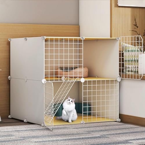 Katzenkäfige für den Innenbereich, groß, Katzengehege, Katzenschrank, halbgeschlossener Katzenkäfig, DIY-Katzenlaufstall, Haustierzaun für den Innenbereich, mit Katzennest + Katzenhängematte Katzenkäfige für den Innenbereich, groß, Katzengehege, Katzenschrank, halbgeschlossener Katzenkäfig, DIY-Katzenlaufstall, Haustierzaun für den Innenbereich, mit Katzennest + Katzenhängematte von CHEMYO