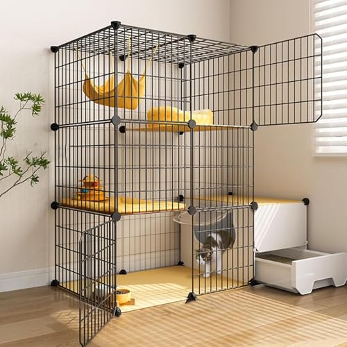 Katzenkäfige für den Innenbereich, groß, mit Katzentoilette, Haustier-Laufstall, Kleintierkäfig, transparent und leicht zu beobachtende Haustierdynamik für Welpen, Kätzchen, Hasen, Schildkrö Katzenkäfige für den Innenbereich, groß, mit Katzentoilette, Haustier-Laufstall, Kleintierkäfig, transparent und leicht zu beobachtende Haustierdynamik für Welpen, Kätzchen, Hasen, Schildkrö von CHEMYO