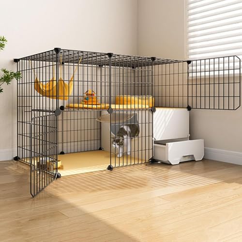 Katzenkäfige für den Innenbereich, groß, mit Katzentoilette, Haustier-Laufstall, Kleintierkäfig, transparent und leicht zu beobachtende Haustierdynamik für Welpen, Kätzchen, Hasen, Schildkrö Katzenkäfige für den Innenbereich, groß, mit Katzentoilette, Haustier-Laufstall, Kleintierkäfig, transparent und leicht zu beobachtende Haustierdynamik für Welpen, Kätzchen, Hasen, Schildkrö von CHEMYO