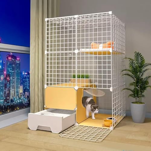 Katzenkäfige für den Innenbereich, groß, mit Katzentoilette, Katzenkäfig-Ecke, große 2/3-stöckige Katzenhütten, Katzenhäuser für Hauskatzen, abnehmbarer Kleintierkäfig aus Metall, DIY-Design Katzenkäfige für den Innenbereich, groß, mit Katzentoilette, Katzenkäfig-Ecke, große 2/3-stöckige Katzenhütten, Katzenhäuser für Hauskatzen, abnehmbarer Kleintierkäfig aus Metall, DIY-Design von CHEMYO