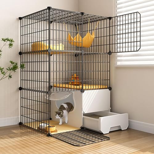 Katzenkäfige für den Innenbereich, groß, mit Katzentoilette, Laufstall für Haustiere, Käfig für Kleintiere, transparent und leicht zu beobachtende Haustierdynamik für Welpen, Kätzchen, Hasen Katzenkäfige für den Innenbereich, groß, mit Katzentoilette, Laufstall für Haustiere, Käfig für Kleintiere, transparent und leicht zu beobachtende Haustierdynamik für Welpen, Kätzchen, Hasen von CHEMYO