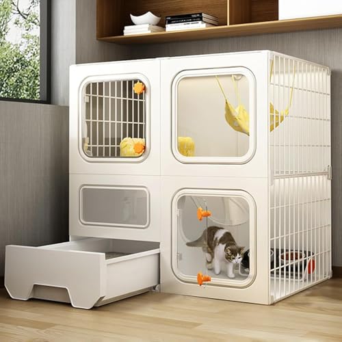 Katzenkäfige für den Innenbereich, groß, mit Katzentoilette, abnehmbare Metallhütte, Katzenkäfige, Katzengehege, selbstgebauter Haustierkäfig, Katzenbox für den Innenbereich (Farbe: Weiß, Gr Katzenkäfige für den Innenbereich, groß, mit Katzentoilette, abnehmbare Metallhütte, Katzenkäfige, Katzengehege, selbstgebauter Haustierkäfig, Katzenbox für den Innenbereich (Farbe: Weiß, Gr von CHEMYO