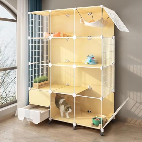 Katzenkäfige für den Innenbereich, groß, mit Katzentoilette, transparentes Panorama-Katzengehege für den Außenbereich mit Riemenscheiben-Design, DIY-Innenhaus für Haustiere, großer Übungspla Katzenkäfige für den Innenbereich, groß, mit Katzentoilette, transparentes Panorama-Katzengehege für den Außenbereich mit Riemenscheiben-Design, DIY-Innenhaus für Haustiere, großer Übungspla von CHEMYO