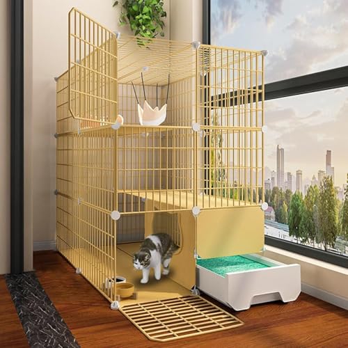 Katzenkäfige für den Innenbereich, groß, mit Katzentoilette und Plattformen, Katzengehege für den Außenbereich, Katzenlaufstall, DIY, Innenhaus für Haustiere, Katzenwohnung, Innenkäfige für Katzenkäfige für den Innenbereich, groß, mit Katzentoilette und Plattformen, Katzengehege für den Außenbereich, Katzenlaufstall, DIY, Innenhaus für Haustiere, Katzenwohnung, Innenkäfige für von CHEMYO