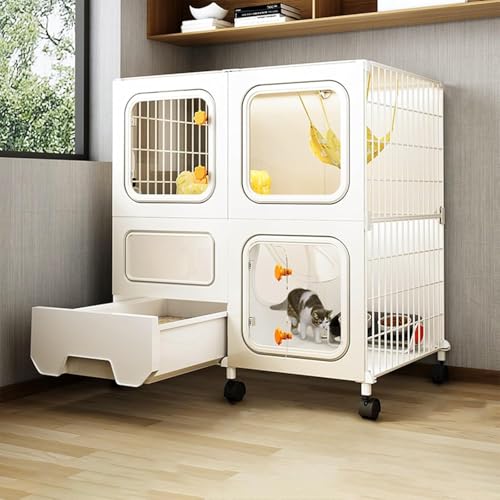Katzenkäfige für den Innenbereich, große Zwinger aus Metalldraht, Katzenkäfige für den Innenbereich, große Übungsplätze, Katzenwohnung mit Riemenscheibe und Katzentoilette (Farbe: Weiß, Größ Katzenkäfige für den Innenbereich, große Zwinger aus Metalldraht, Katzenkäfige für den Innenbereich, große Übungsplätze, Katzenwohnung mit Riemenscheibe und Katzentoilette (Farbe: Weiß, Größ von CHEMYO