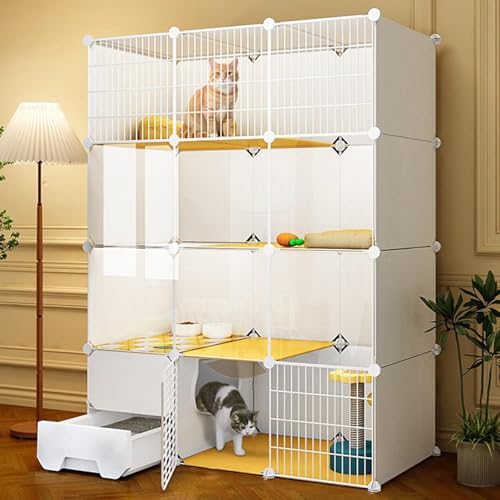 Katzenkäfige für den Innenbereich, große zusammengebaute Katzengehege mit Katzentoilette, Katzenlaufstall, Metalldrahthütten, Katzenwohnung, DIY, Innenhaus für Haustiere, für 1–3 kleine Katz Katzenkäfige für den Innenbereich, große zusammengebaute Katzengehege mit Katzentoilette, Katzenlaufstall, Metalldrahthütten, Katzenwohnung, DIY, Innenhaus für Haustiere, für 1–3 kleine Katz von CHEMYO