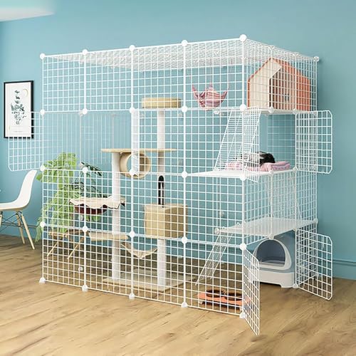 Katzenkäfige für den Innenbereich, großes DIY-Katzengehege, Katzenlaufstall, abnehmbarer Kleintierkäfig aus Metall mit Hängematte/Katzentoilette/Katzennest/Katzennapf, für kleine Haustiere, Katzenkäfige für den Innenbereich, großes DIY-Katzengehege, Katzenlaufstall, abnehmbarer Kleintierkäfig aus Metall mit Hängematte/Katzentoilette/Katzennest/Katzennapf, für kleine Haustiere, von CHEMYO