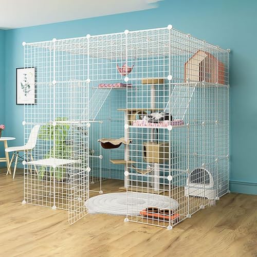 Katzenkäfige für den Innenbereich, großes DIY-Katzengehege, Katzenlaufstall, abnehmbarer Kleintierkäfig aus Metall mit Hängematte/Katzentoilette/Katzennest/Katzennapf, für kleine Haustiere, Katzenkäfige für den Innenbereich, großes DIY-Katzengehege, Katzenlaufstall, abnehmbarer Kleintierkäfig aus Metall mit Hängematte/Katzentoilette/Katzennest/Katzennapf, für kleine Haustiere, von CHEMYO