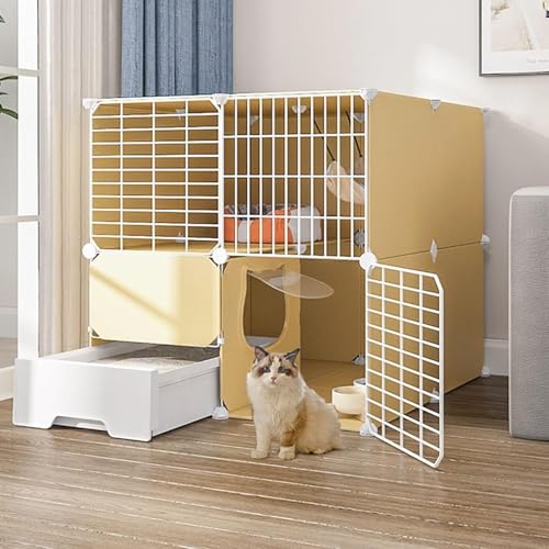 Katzenlaufstall, Katzenhütten für Hauskatzen, Katzengehege im Freien, Katzenkäfige für den Innenbereich, groß, 3-stöckig, mit Tür und geschlossener Katzentoilette, Verwendung für Kätzchen, H Katzenlaufstall, Katzenhütten für Hauskatzen, Katzengehege im Freien, Katzenkäfige für den Innenbereich, groß, 3-stöckig, mit Tür und geschlossener Katzentoilette, Verwendung für Kätzchen, H von CHEMYO