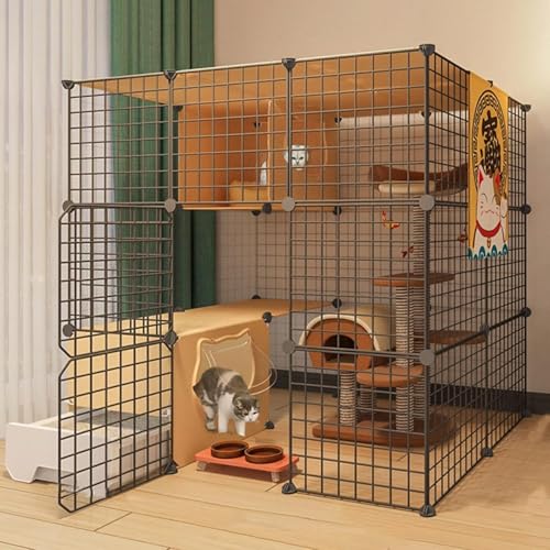 Katzenlaufstall, Katzenkäfig, Katzenkäfige für den Innenbereich mit Tür und geschlossener Katzentoilette, DIY-Haustier-Laufstall, Kleintierkäfig für Kätzchen, Meerschweinchen, Hasen und Chin Katzenlaufstall, Katzenkäfig, Katzenkäfige für den Innenbereich mit Tür und geschlossener Katzentoilette, DIY-Haustier-Laufstall, Kleintierkäfig für Kätzchen, Meerschweinchen, Hasen und Chin von CHEMYO