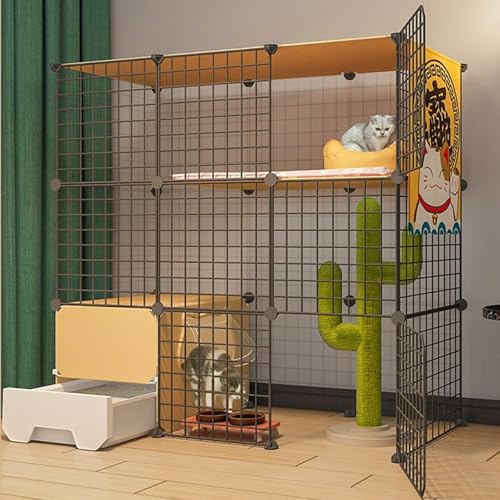 Katzenlaufstall, Katzenkäfig, Katzenkäfige für den Innenbereich mit Tür und geschlossener Katzentoilette, DIY-Haustier-Laufstall, Kleintierkäfig für Kätzchen, Meerschweinchen, Hasen und Chin Katzenlaufstall, Katzenkäfig, Katzenkäfige für den Innenbereich mit Tür und geschlossener Katzentoilette, DIY-Haustier-Laufstall, Kleintierkäfig für Kätzchen, Meerschweinchen, Hasen und Chin von CHEMYO