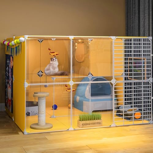 Katzenlaufstall, großer Katzenkäfig für den Innenbereich, DIY-Chinchillakäfig, abnehmbarer Kleintierkäfig aus Metalldraht mit geschlossener Katzentoilette für Haustierwelpen, Frettchen, Kan Katzenlaufstall, großer Katzenkäfig für den Innenbereich, DIY-Chinchillakäfig, abnehmbarer Kleintierkäfig aus Metalldraht mit geschlossener Katzentoilette für Haustierwelpen, Frettchen, Kan von CHEMYO