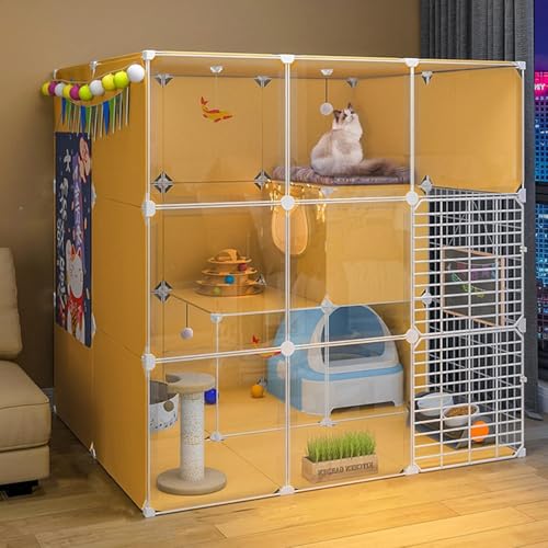 Katzenlaufstall, großer Katzenkäfig für den Innenbereich, DIY-Chinchillakäfig, abnehmbarer Kleintierkäfig aus Metalldraht mit geschlossener Katzentoilette für Haustierwelpen, Frettchen, Kan Katzenlaufstall, großer Katzenkäfig für den Innenbereich, DIY-Chinchillakäfig, abnehmbarer Kleintierkäfig aus Metalldraht mit geschlossener Katzentoilette für Haustierwelpen, Frettchen, Kan von CHEMYO