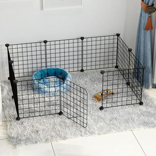 Katzenlaufstall – Katzenkäfig, DIY-Laufstall für Haustiere, Metallgehege, Netz, Übungshof, Zaunkäfig mit Tür für kleine Haustiere von CHEMYO