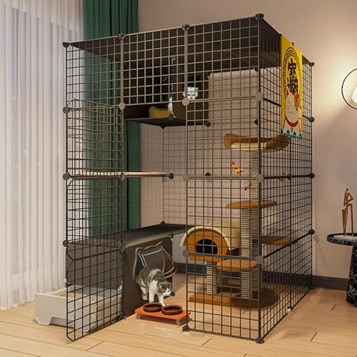 Katzenlaufstall – Katzenkäfige für den Innenbereich, Katzenstall mit Tür und geschlossener Katzentoilette, DIY-Laufstall für Haustiere, Kleintierkäfig für Kätzchen, Meerschweinchen, Hasen un Katzenlaufstall – Katzenkäfige für den Innenbereich, Katzenstall mit Tür und geschlossener Katzentoilette, DIY-Laufstall für Haustiere, Kleintierkäfig für Kätzchen, Meerschweinchen, Hasen un von CHEMYO