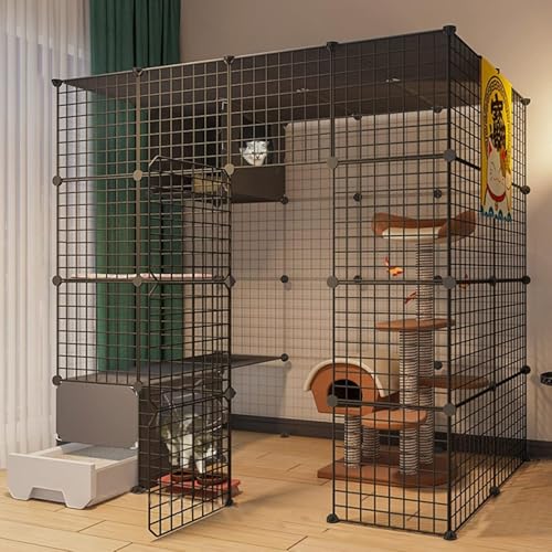 Katzenlaufstall – Katzenkäfige für den Innenbereich, Katzenstall mit Tür und geschlossener Katzentoilette, DIY-Laufstall für Haustiere, Kleintierkäfig für Kätzchen, Meerschweinchen, Hasen un Katzenlaufstall – Katzenkäfige für den Innenbereich, Katzenstall mit Tür und geschlossener Katzentoilette, DIY-Laufstall für Haustiere, Kleintierkäfig für Kätzchen, Meerschweinchen, Hasen un von CHEMYO