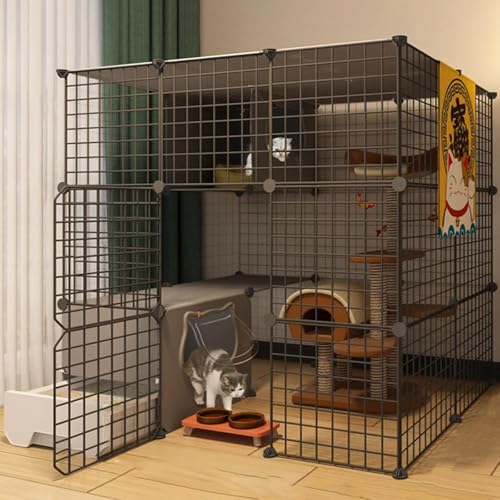 Katzenlaufstall – Katzenkäfige für den Innenbereich, Katzenstall mit Tür und geschlossener Katzentoilette, DIY-Laufstall für Haustiere, Kleintierkäfig für Kätzchen, Meerschweinchen, Hasen un Katzenlaufstall – Katzenkäfige für den Innenbereich, Katzenstall mit Tür und geschlossener Katzentoilette, DIY-Laufstall für Haustiere, Kleintierkäfig für Kätzchen, Meerschweinchen, Hasen un von CHEMYO