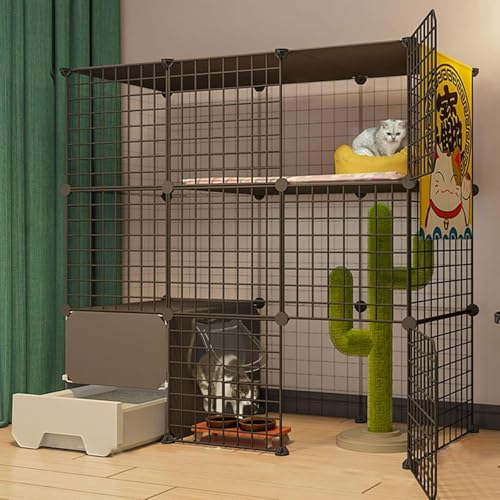 Katzenlaufstall – Katzenkäfige für den Innenbereich, Katzenstall mit Tür und geschlossener Katzentoilette, DIY-Laufstall für Haustiere, Kleintierkäfig für Kätzchen, Meerschweinchen, Hasen un Katzenlaufstall – Katzenkäfige für den Innenbereich, Katzenstall mit Tür und geschlossener Katzentoilette, DIY-Laufstall für Haustiere, Kleintierkäfig für Kätzchen, Meerschweinchen, Hasen un von CHEMYO