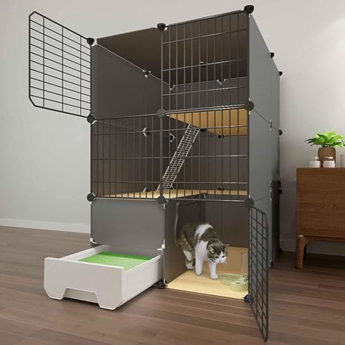 Katzenvilla für den Innenbereich mit geschlossener Katzentoilette, Laufstall für Haustiere, Katzenkäfig für den Innenbereich, Metall und ABS-Kunststoff, ultrabreite Plattform/75 * 95 * 111 Katzenvilla für den Innenbereich mit geschlossener Katzentoilette, Laufstall für Haustiere, Katzenkäfig für den Innenbereich, Metall und ABS-Kunststoff, ultrabreite Plattform/75 * 95 * 111 von CHEMYO