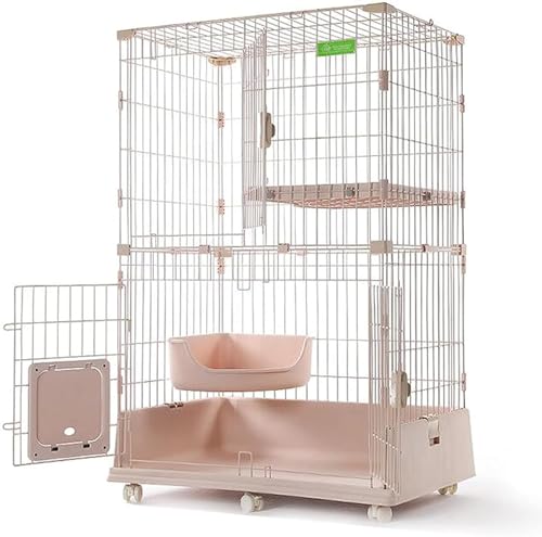 Kleintier-Laufgitter, Katzenkäfig, Katzenkäfig im Freien, Katzenkäfig, Laufstall, Frettchenkäfig, 1 Regal, Katzenbett, Radrollen | Ideal für 1–2 Katzen (Größe: 86 x 61 x 129 cm, Farbe: C1). von CHEMYO