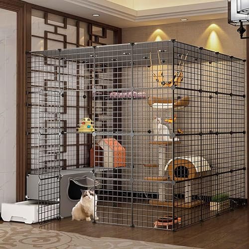 Kleintier-Laufstall, Katzenkäfige, abnehmbare Haustierkiste, Katzenlaufstall mit Katzentoilette, 3 Etagen, Metall/A-Basismodell/147 * 187 * 145 cm Kleintier-Laufstall, Katzenkäfige, abnehmbare Haustierkiste, Katzenlaufstall mit Katzentoilette, 3 Etagen, Metall/A-Basismodell/147 * 187 * 145 cm von CHEMYO
