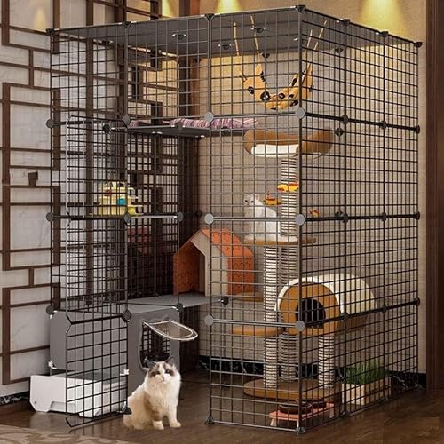 Kleintier-Laufstall, Katzenkäfige, abnehmbare Haustierkiste, Katzenlaufstall mit Katzentoilette, 3 Etagen, Metall/C-Lu*Ury-Modell/111 x 95 x 145 cm Kleintier-Laufstall, Katzenkäfige, abnehmbare Haustierkiste, Katzenlaufstall mit Katzentoilette, 3 Etagen, Metall/C-Lu*Ury-Modell/111 x 95 x 145 cm von CHEMYO