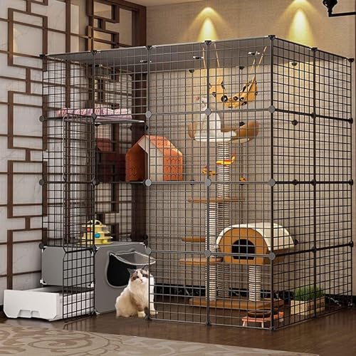 Kleintier-Laufstall, Katzenkäfige, abnehmbare Haustierkiste, Katzenlaufstall mit Katzentoilette, 3 Etagen, Metall/C-Lu*Ury-Modell/147 x 95 x 145 cm Kleintier-Laufstall, Katzenkäfige, abnehmbare Haustierkiste, Katzenlaufstall mit Katzentoilette, 3 Etagen, Metall/C-Lu*Ury-Modell/147 x 95 x 145 cm von CHEMYO