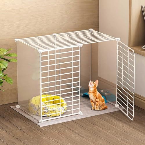 Laufstall für Katzenkäfige – Katzenkäfige für den Innenbereich, abnehmbares Metall-Katzenkäfige zum Selbermachen, Katzenkäfige, Katzenhütten, Hundekäfige für kleine Hunde, tragbarer Hofzaun von CHEMYO