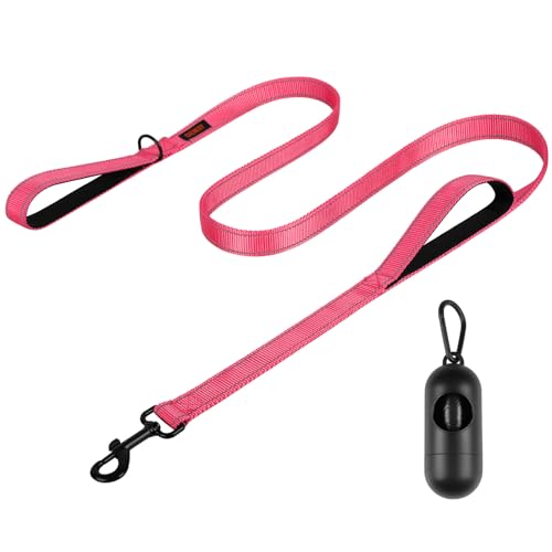 Hundeleine, robuste Hundeleine, Leinen für große Hunderassen, 1,5 m, Doppelgriff, reflektierende Trainingsleine, perfekt für mittelgroße bis große Hunde (1,5 m, Rosa) von CHENEDY