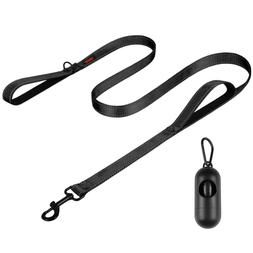 Hundeleine, robuste Hundeleine, Leinen für große Hunderassen, 1,5 m, Doppelgriff, reflektierende Trainingsleine, perfekt für mittelgroße bis große Hunde (1,5 m, Schwarz) von CHENEDY