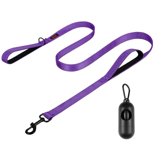 Hundeleine, robuste Hundeleine, Leinen für große Hunderassen, 1,5 m, Doppelgriff, reflektierende Trainingsleine, perfekt für mittelgroße bis große Hunde (1,5 m, Violett) von CHENEDY