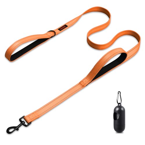 Robuste Leine für große Hunderassen, Doppelgriff, reflektierende Trainingsleine, perfekt für mittelgroße bis große Hunde, 1,8 m, Orange Robuste Leine für große Hunderassen, Doppelgriff, reflektierende Trainingsleine, perfekt für mittelgroße bis große Hunde, 1,8 m, Orange von CHENEDY