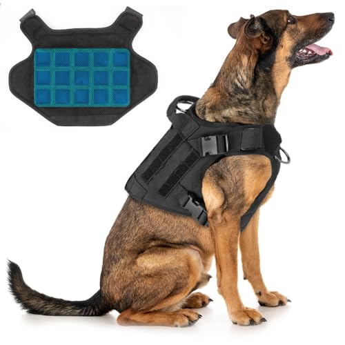 Taktische Hunde-Kühlgeschirr-Weste mit Gel-Eispackungen, kein Ziehen, Kühlweste für den Sommer, Hundegeschirr mit Griff, verstellbares Hundeweste, Geschirr für Sommer, Spazierengehen, Wandern Taktische Hunde-Kühlgeschirr-Weste mit Gel-Eispackungen, kein Ziehen, Kühlweste für den Sommer, Hundegeschirr mit Griff, verstellbares Hundeweste, Geschirr für Sommer, Spazierengehen, Wandern von CHENGMAY