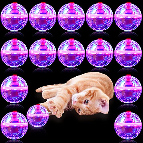 15 Stück Geisterjagd Katzenball Leuchtende Katzenbälle Bewegung aktiviert Interaktives Katzenspielzeug Kleiner LED Leuchtender Haustier Ball für Tier Hund Laufen Aktivität Indoor Supplies, 3.5x3.8 cm von CHENGU