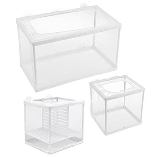 Aquarium Isolation Netz,CHENKEE 3Stück Aquarium Zuchtboxen Fischzuchtnetz Aquarium Isolation Netz Doppelschicht Ablaichstation Zucht Box Aquarium Fische Brutkasten mit Saugnapf für Alle Arten Aquarien von CHENKEE