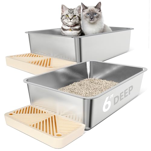 Chenove Extra große Katzentoilette aus Edelstahl, XL-Katzentoilette mit hohen Seiten für große Katzen und mehrere Katzen, Geruchskontrolle, Metall-Katzentoilette, leicht zu reinigen, Chenove Extra große Katzentoilette aus Edelstahl, XL-Katzentoilette mit hohen Seiten für große Katzen und mehrere Katzen, Geruchskontrolle, Metall-Katzentoilette, leicht zu reinigen, von CHENOVE