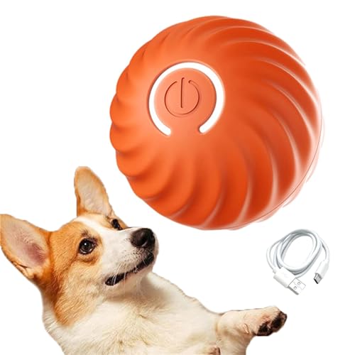 Active Rolling Ball Anti-Anxiety Automatic Moving Ball, Aktiver Rollball für Hunde, Automatisch Rollender Ball Interaktives Hundespielzeug ball, Selbstdrehender Elektrisch Ball für Katzen (Orange) von CHENRI