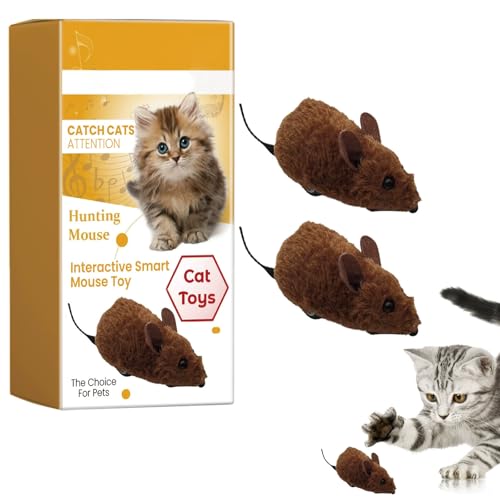 CHENRI 2 Stück Mausspielzeug für Katzen und Hunde, Katze Spielmaus Plüsch, Uhrwerk Maus für Katzen, Bewegliche Kätzchen Spielzeuge, Interaktives Katzenspielzeug für Katze, Hunde von CHENRI