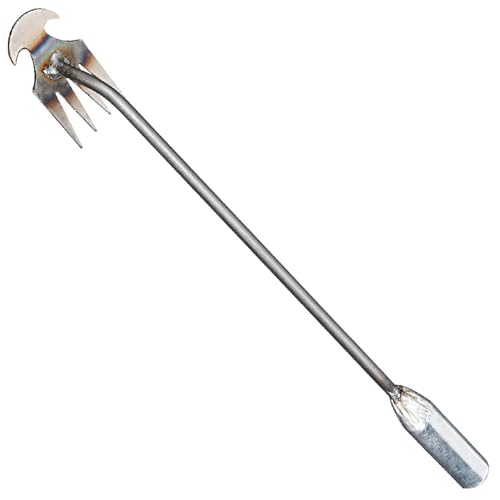CHENRI Foxyle Weed Puller, Unkraut Entferner Gerät Edelstahl, 50cm Manueller Unkrautjäter, 4 Zahn Unkrautjäter Verbesserte Gartenarbeit Hand Unkrautstecher für Garten, Hinterhof, Bauernhof (Silber) von CHENRI